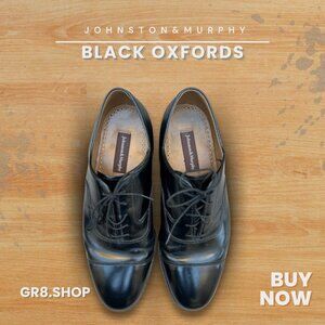 Johnston & Murphy Mens Black Leather Oxfords Size 8.5